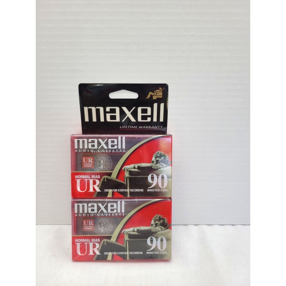 Maxell UR 90 Blank Audio Cassette‎ Tapes 90 Minutes Normal Bias 2 Pack SEALED